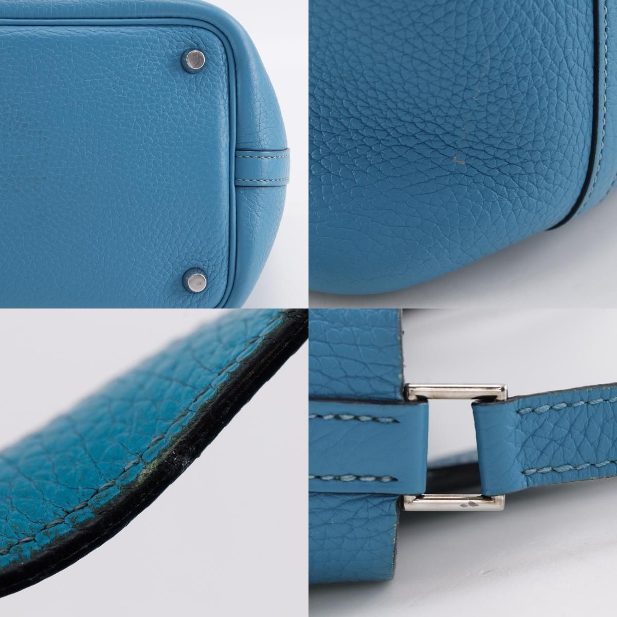 Hermes Picotin Lock 18 PM Taurillon Clemence Blue Green Silver Handbag — view 9
