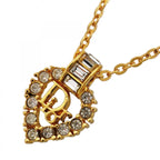 Dior Necklace Logo Gold Plated Rhinestone