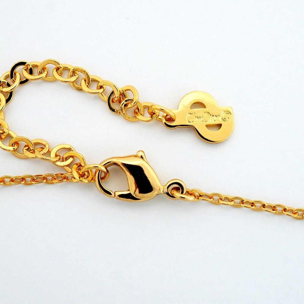 Dior Necklace Logo Gold Plated Rhinestone — view 4