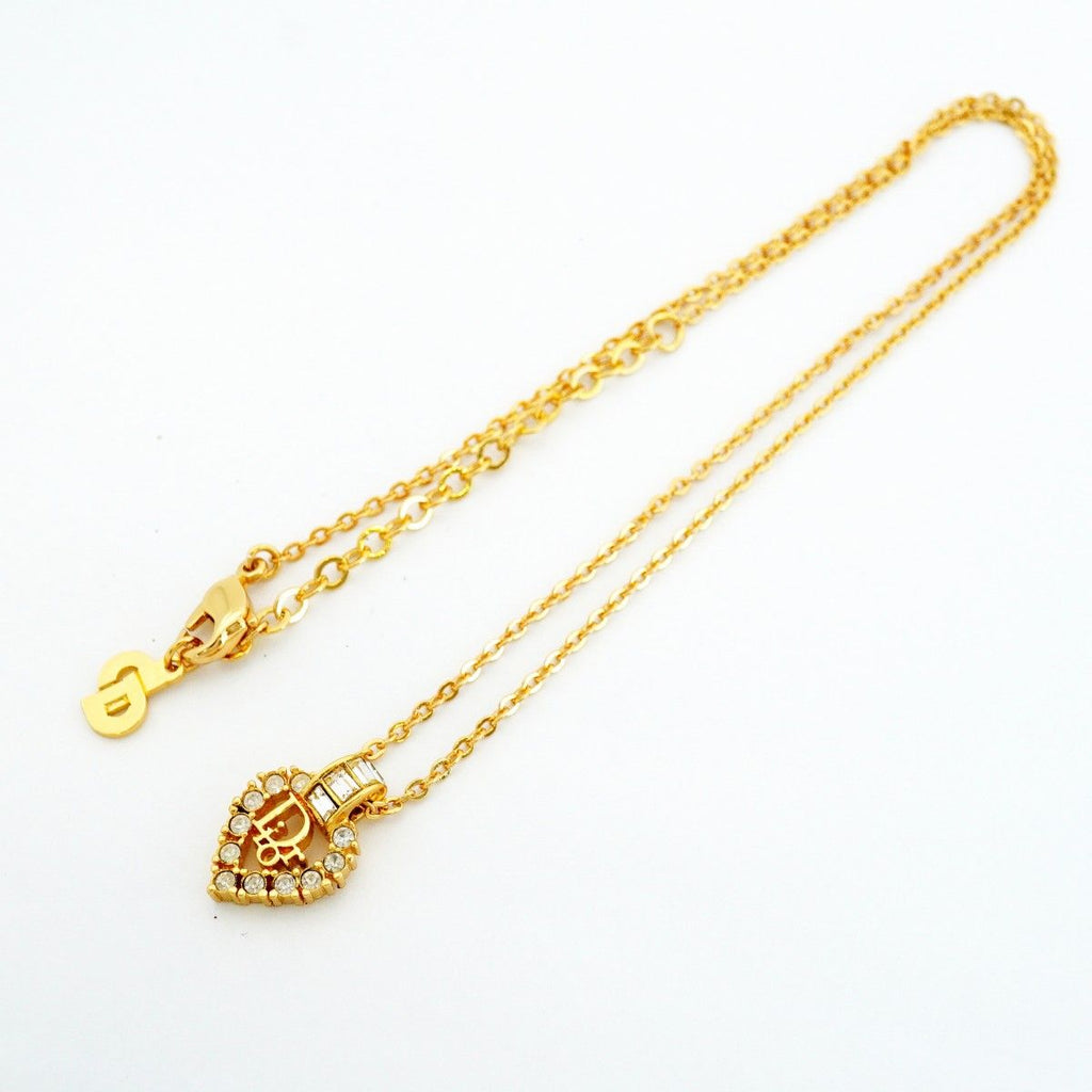 Dior Necklace Logo Gold Plated Rhinestone — view 3