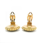 Chanel Earrings Vintage CC Logo Gold Plated Black Cles — view 9