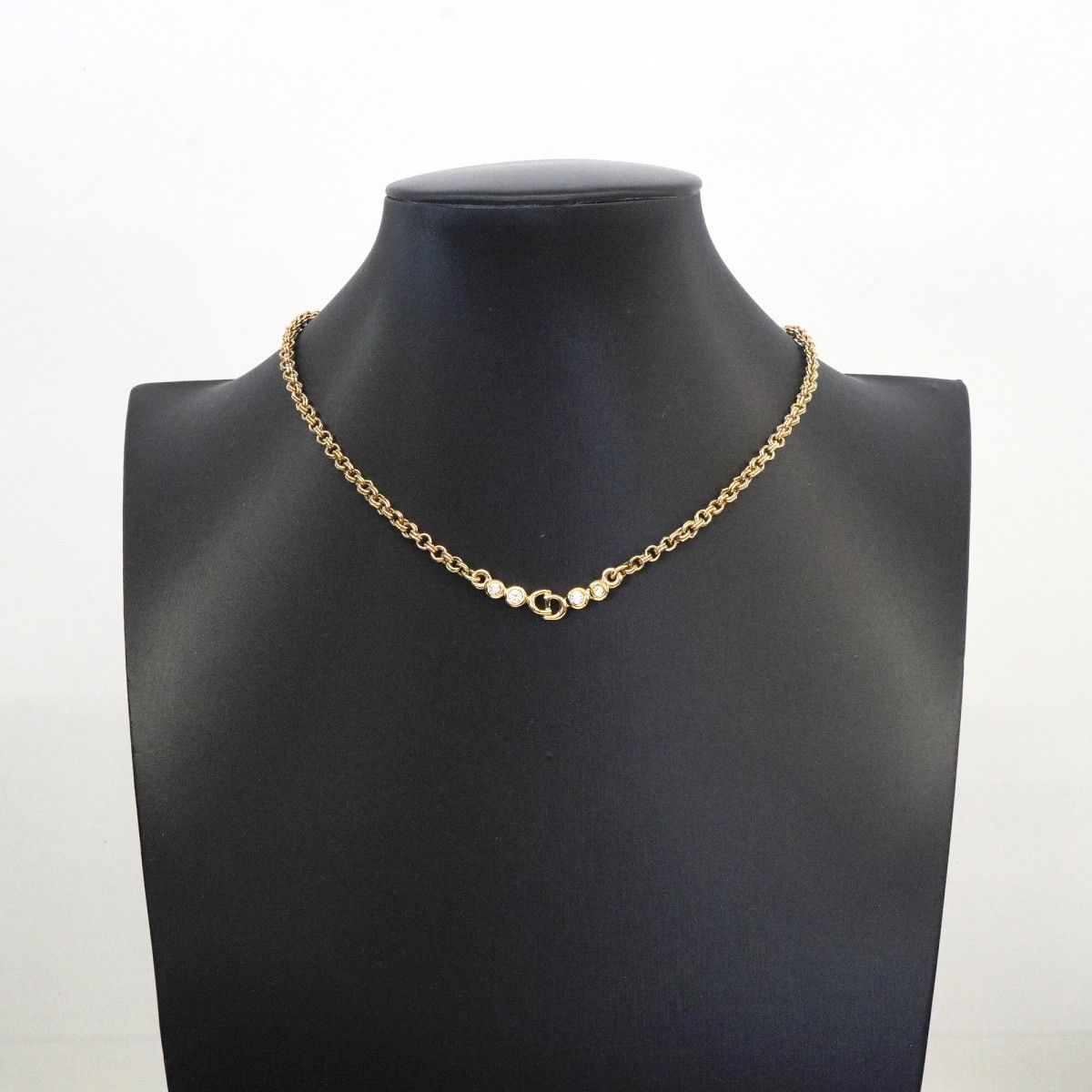 Dior Necklace CD Logo Gold Plated Rhinestone — view 6