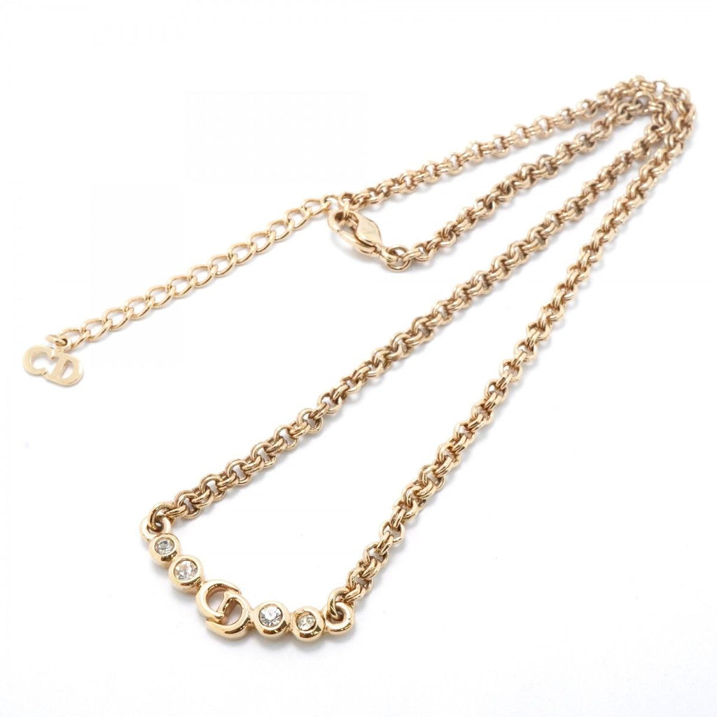 Dior Necklace CD Logo Gold Plated Rhinestone — view 3