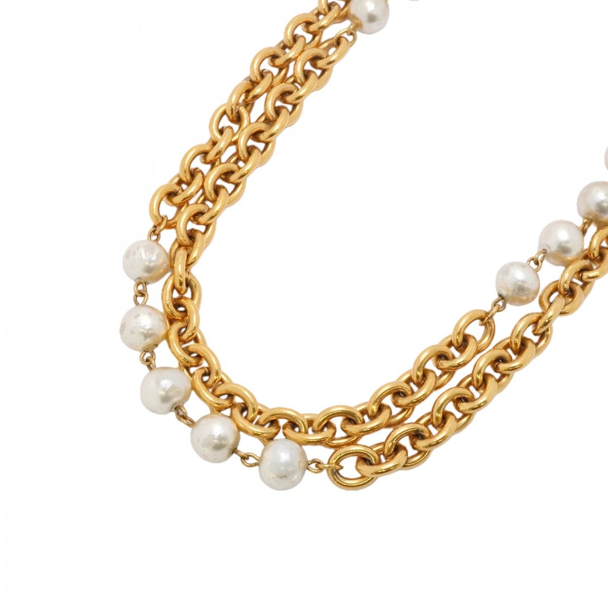 Chanel Necklace Vintage Gold Plated Faux Pearl