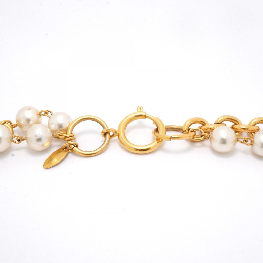 Chanel Necklace Vintage Gold Plated Faux Pearl — view 4