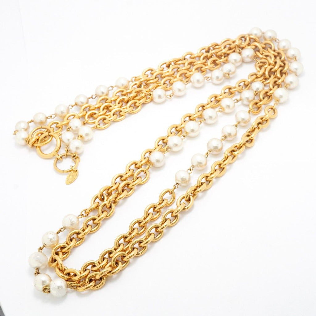 Chanel Necklace Vintage Gold Plated Faux Pearl — view 3
