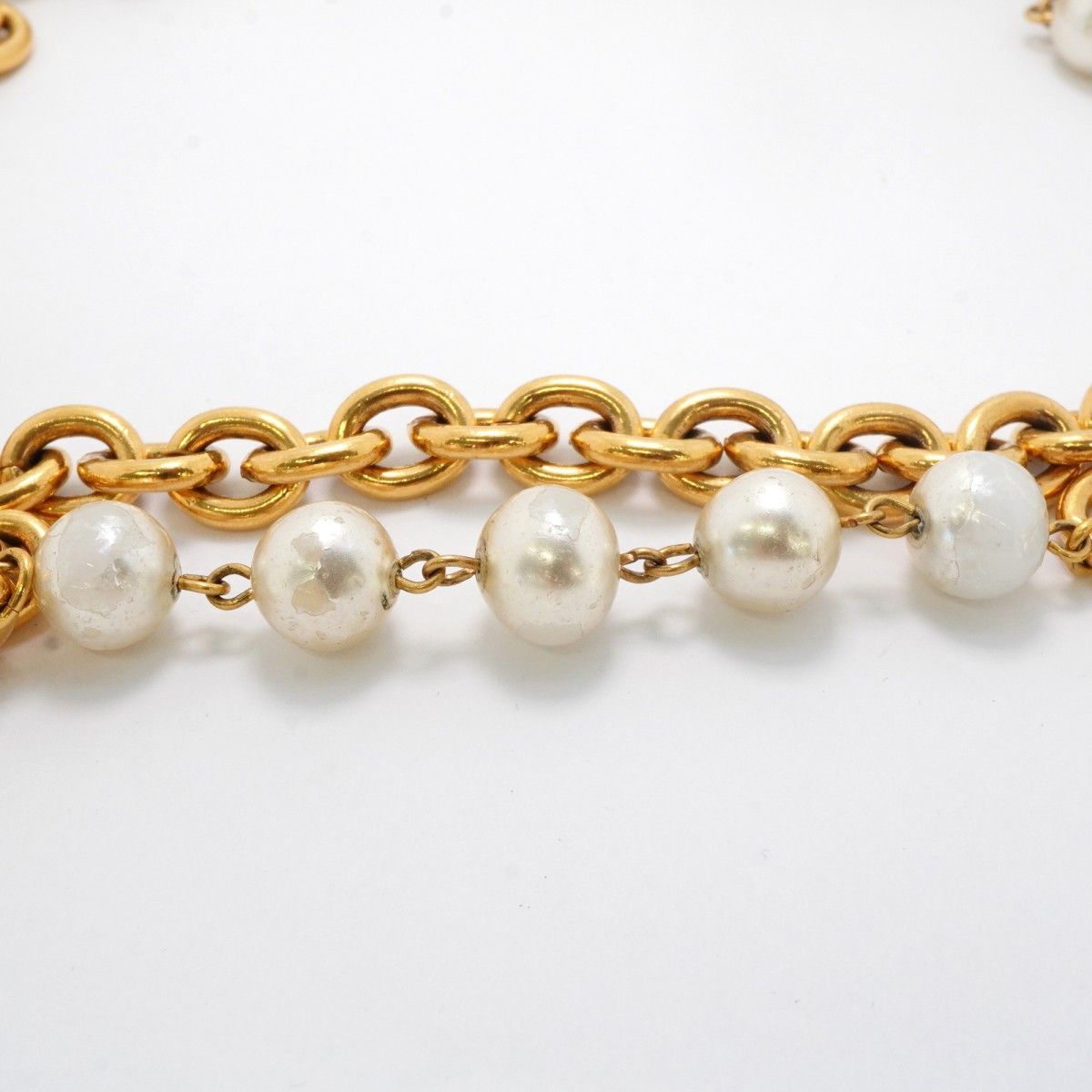 Chanel Necklace Vintage Gold Plated Faux Pearl — view 7