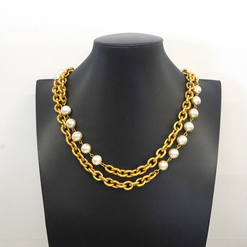 Chanel Necklace Vintage Gold Plated Faux Pearl — view 6