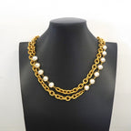 Chanel Necklace Vintage Gold Plated Faux Pearl — view 6
