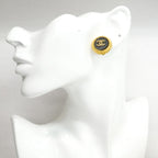 Chanel Earrings Vintage CC Logo Gold Plated Black Cles — view 5