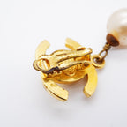 Chanel Earrings Vintage CC Logo Turnlock Gold Plated Faux Pearl — view 6