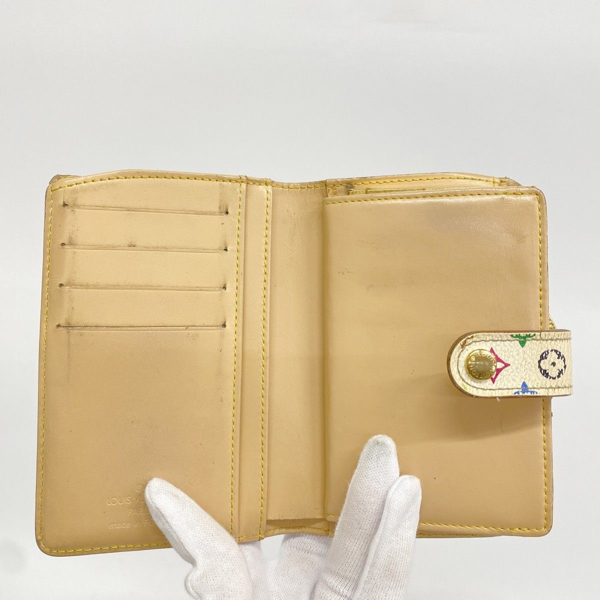 Louis Vuitton Wallet Monogram Multicolor Porte-Monnaie Vier Viennois Blanc — view 3