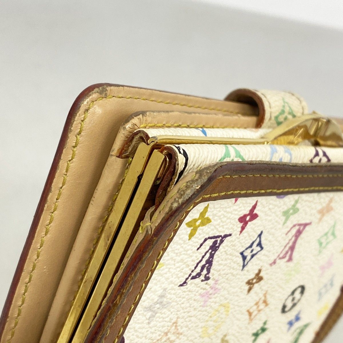 Louis Vuitton Wallet Monogram Multicolor Porte-Monnaie Vier Viennois Blanc — view 6