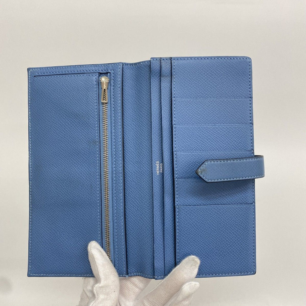 Hermes Wallet Bearn Souffle Veau Epsom Azur Silver — view 3