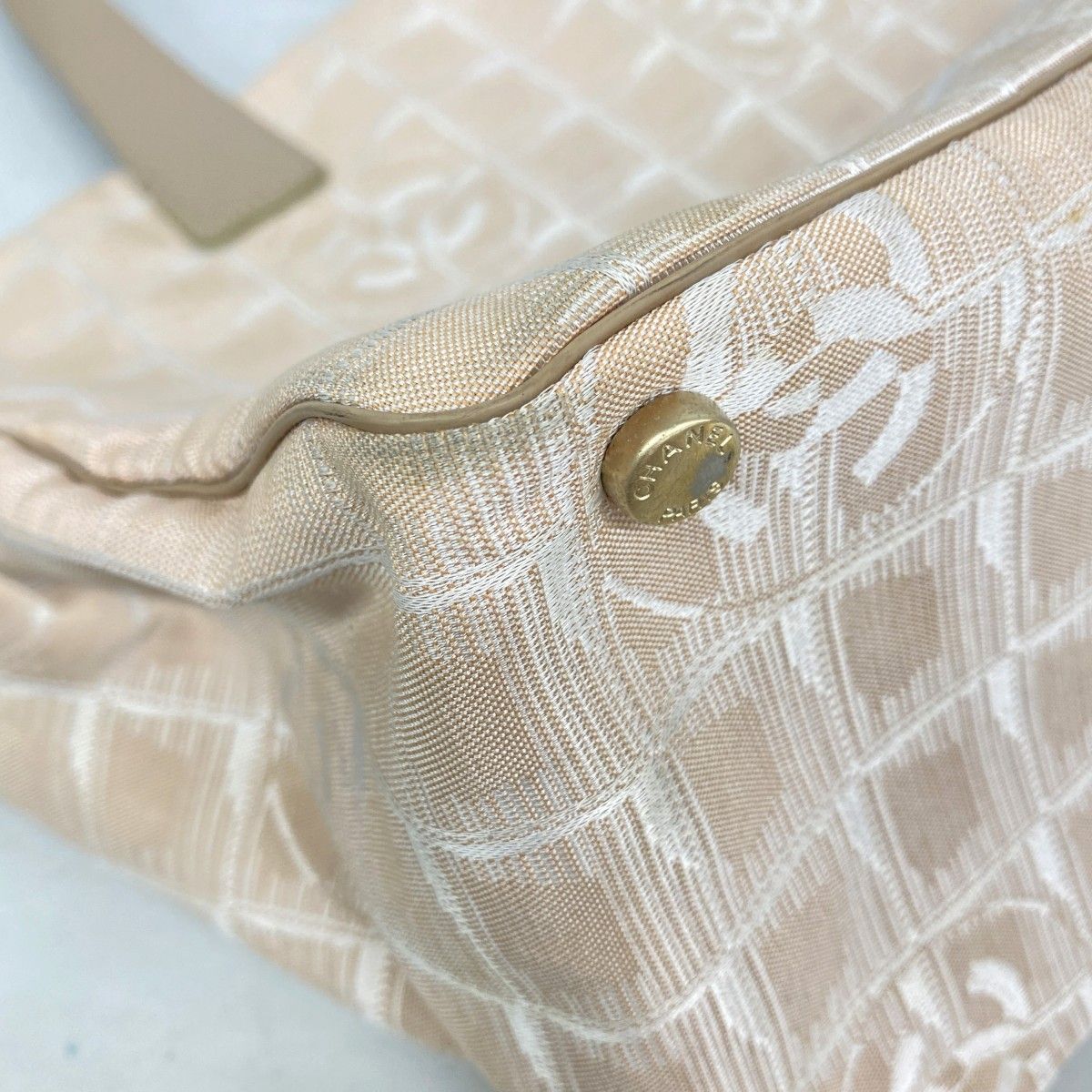 Chanel Tote New Travel Nylon Beige Gold — view 6