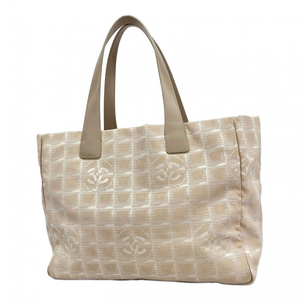 Chanel Tote New Travel Nylon Beige Gold