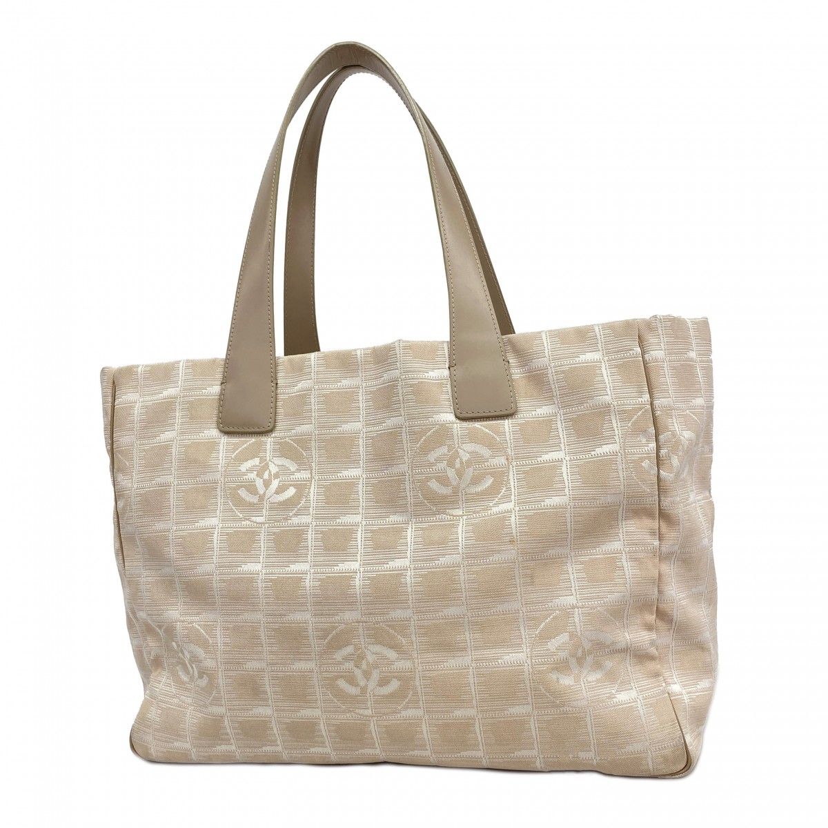Chanel Tote New Travel Nylon Beige Gold