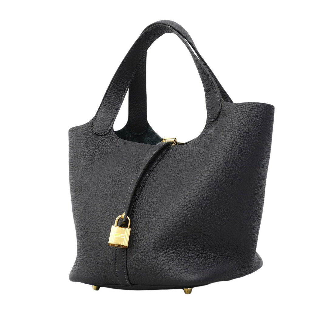 Hermes Handbag Picotin Lock MM Taurillon Clemence Canvas Gold