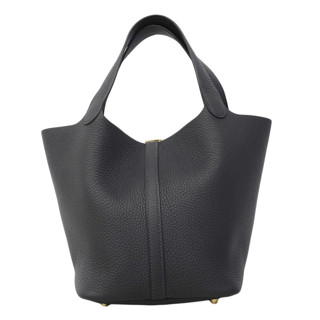 Hermes Handbag Picotin Lock MM Taurillon Clemence Canvas Gold — view 6