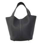Hermes Handbag Picotin Lock MM Taurillon Clemence Canvas Gold — view 6
