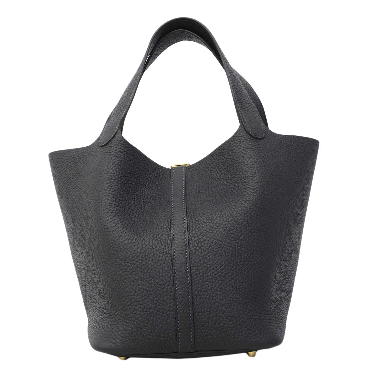 Hermes Handbag Picotin Lock MM Taurillon Clemence Canvas Gold — view 6