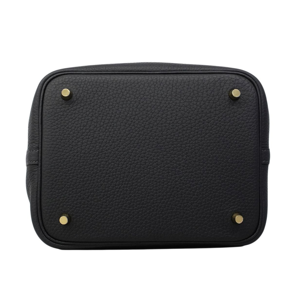 Hermes Handbag Picotin Lock MM Taurillon Clemence Canvas Gold — view 3