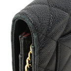 Chanel Shoulder Wallet Quilted Caviar Leather Black Gold — view 7