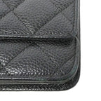 Chanel Shoulder Wallet Quilted Caviar Leather Black Gold — view 9