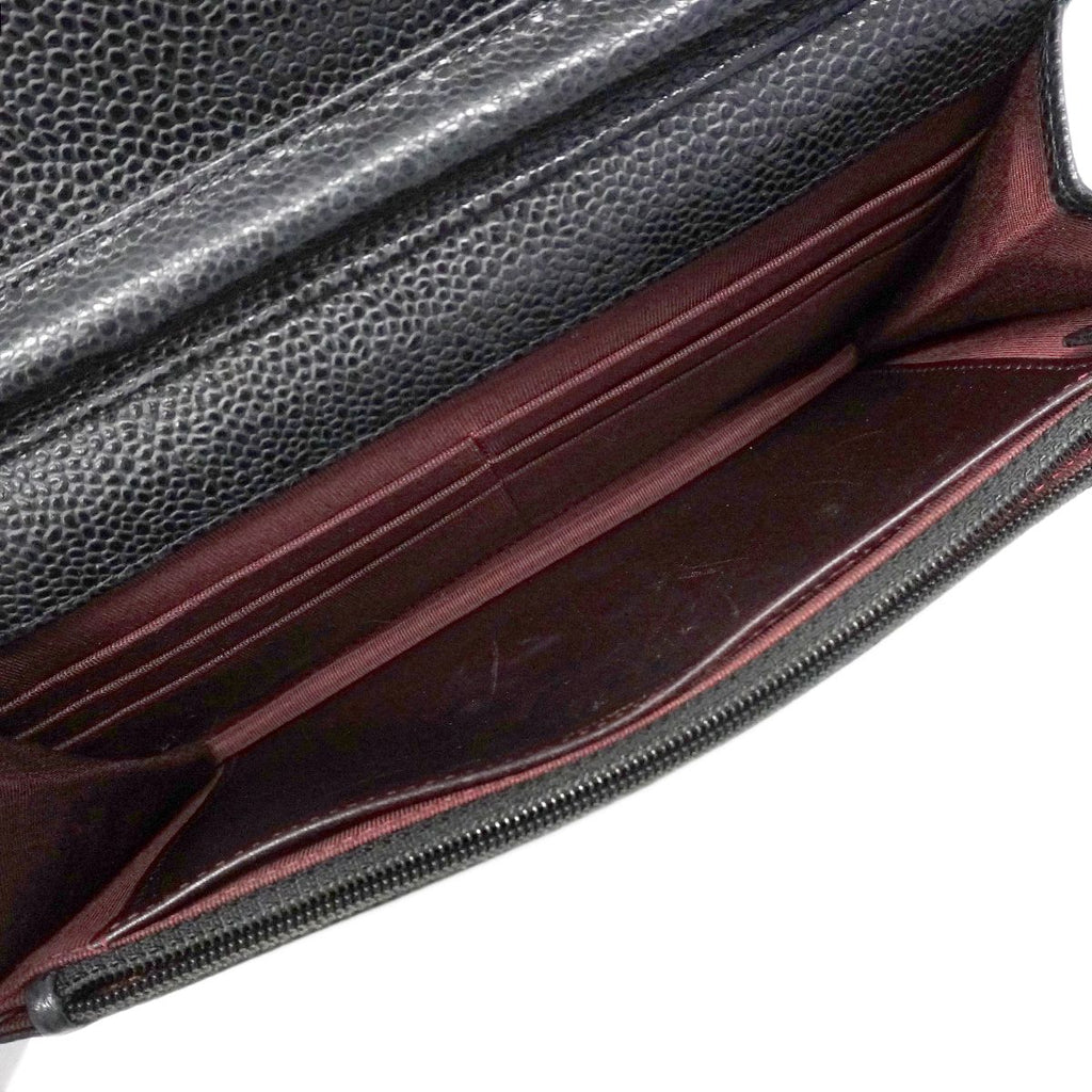 Chanel Shoulder Wallet Quilted Caviar Leather Black Gold — view 4