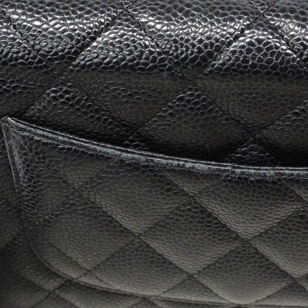 Chanel Shoulder Wallet Quilted Caviar Leather Black Gold — view 8
