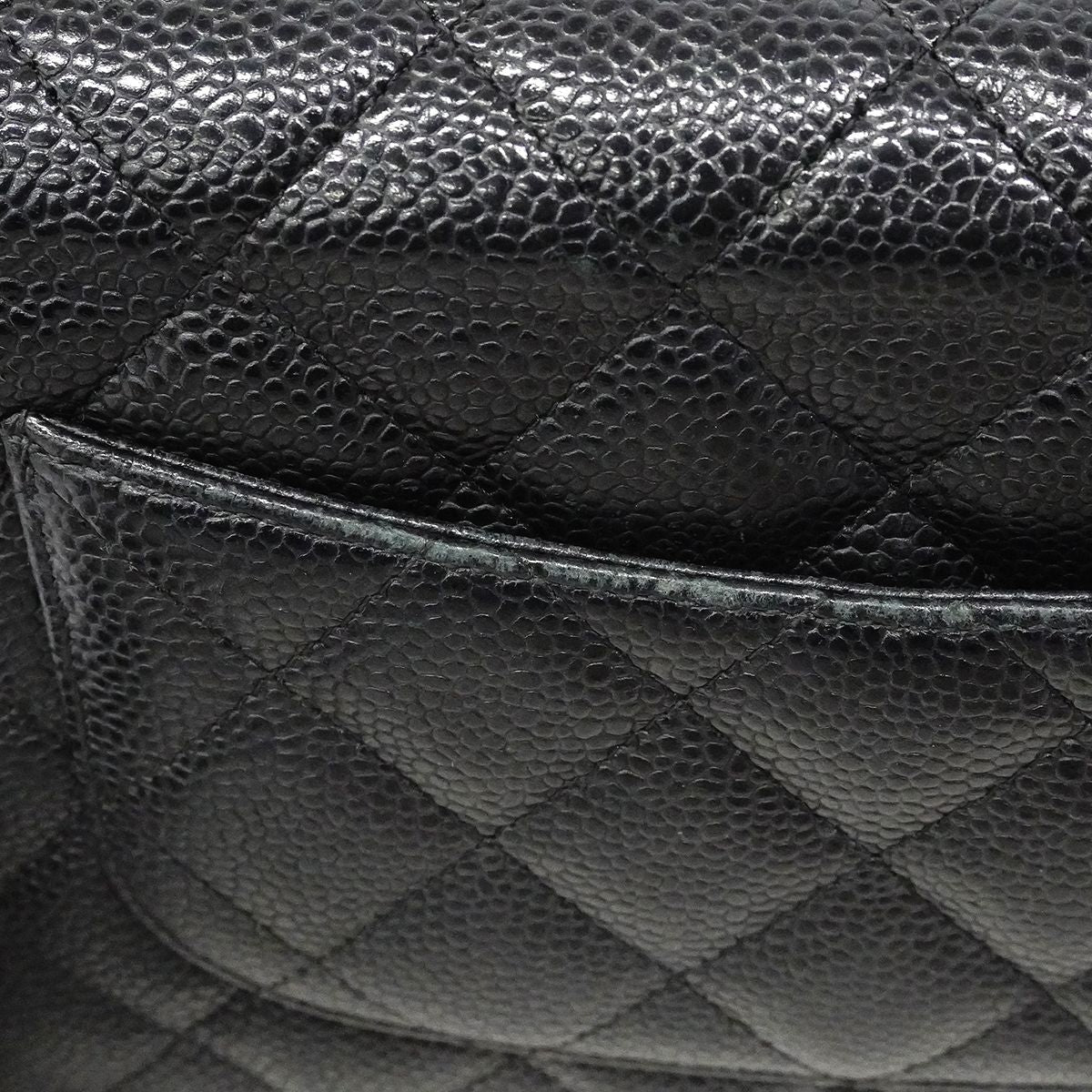 Chanel Shoulder Wallet Quilted Caviar Leather Black Gold — view 8