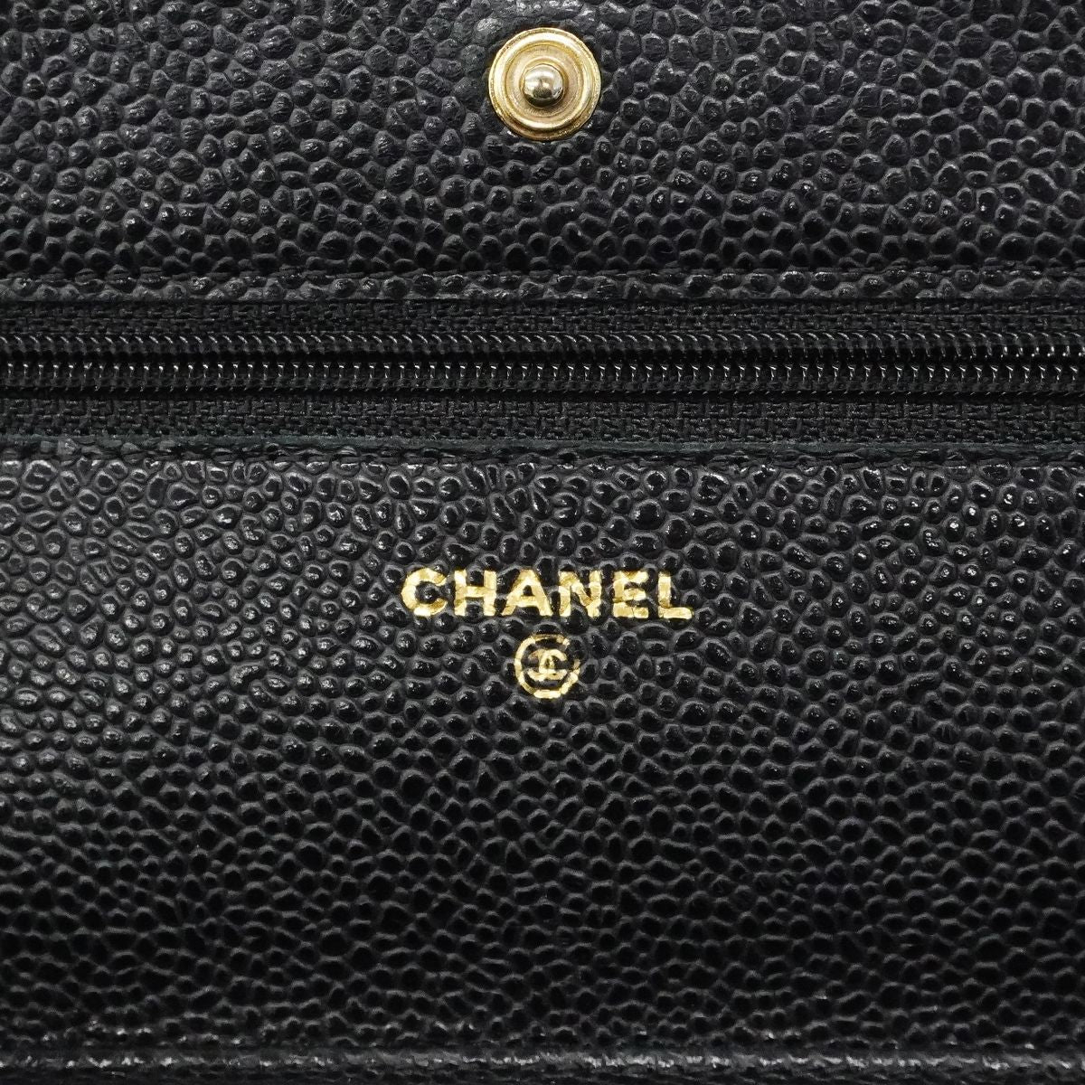 Chanel Shoulder Wallet Quilted Caviar Leather Black Gold — view 5