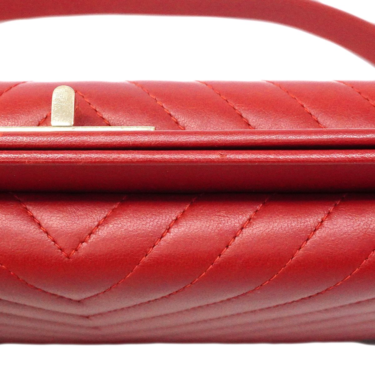 Chanel Shoulder Bag Stitch 2.55 Lambskin Red Champagne Gold — view 8