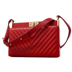 Chanel Shoulder Bag Stitch 2.55 Lambskin Red Champagne Gold