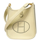 Hermes Shoulder Bag Evelyne TPM Taurillon Clemence Cream Gold