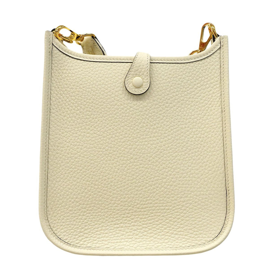 Hermes Shoulder Bag Evelyne TPM Taurillon Clemence Cream Gold — view 8