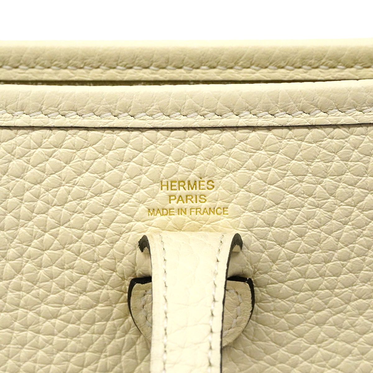 Hermes Shoulder Bag Evelyne TPM Taurillon Clemence Cream Gold — view 5