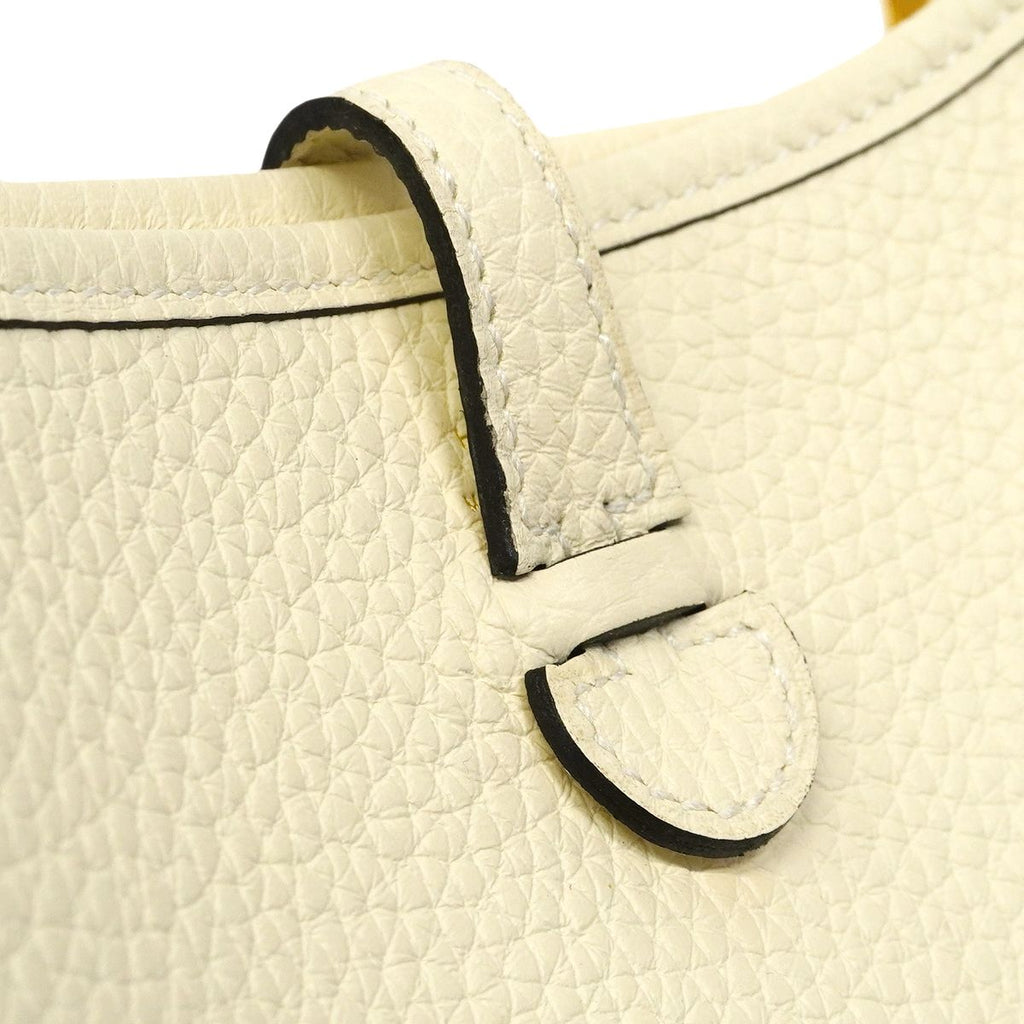 Hermes Shoulder Bag Evelyne TPM Taurillon Clemence Cream Gold — view 6