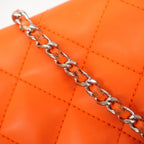 Chanel Shoulder Bag Quilted Lambskin Orange Silver — view 6