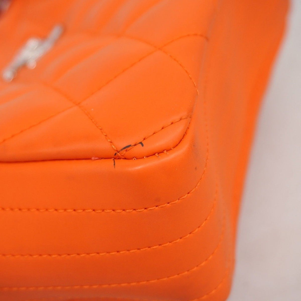 Chanel Shoulder Bag Quilted Lambskin Orange Silver — view 7