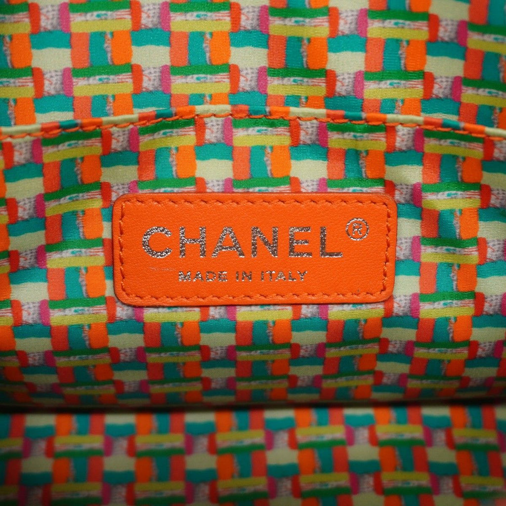 Chanel Shoulder Bag Quilted Lambskin Orange Silver — view 5