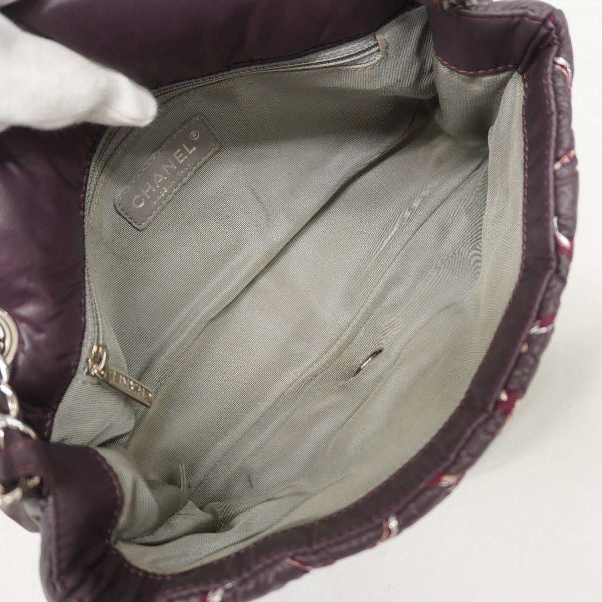 Chanel Shoulder Bag Paris Visance Nylon Purple Silver — view 4