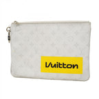 Louis Vuitton Clutch Monogram Logo Story Zipped Pouch GM Gray Yellow