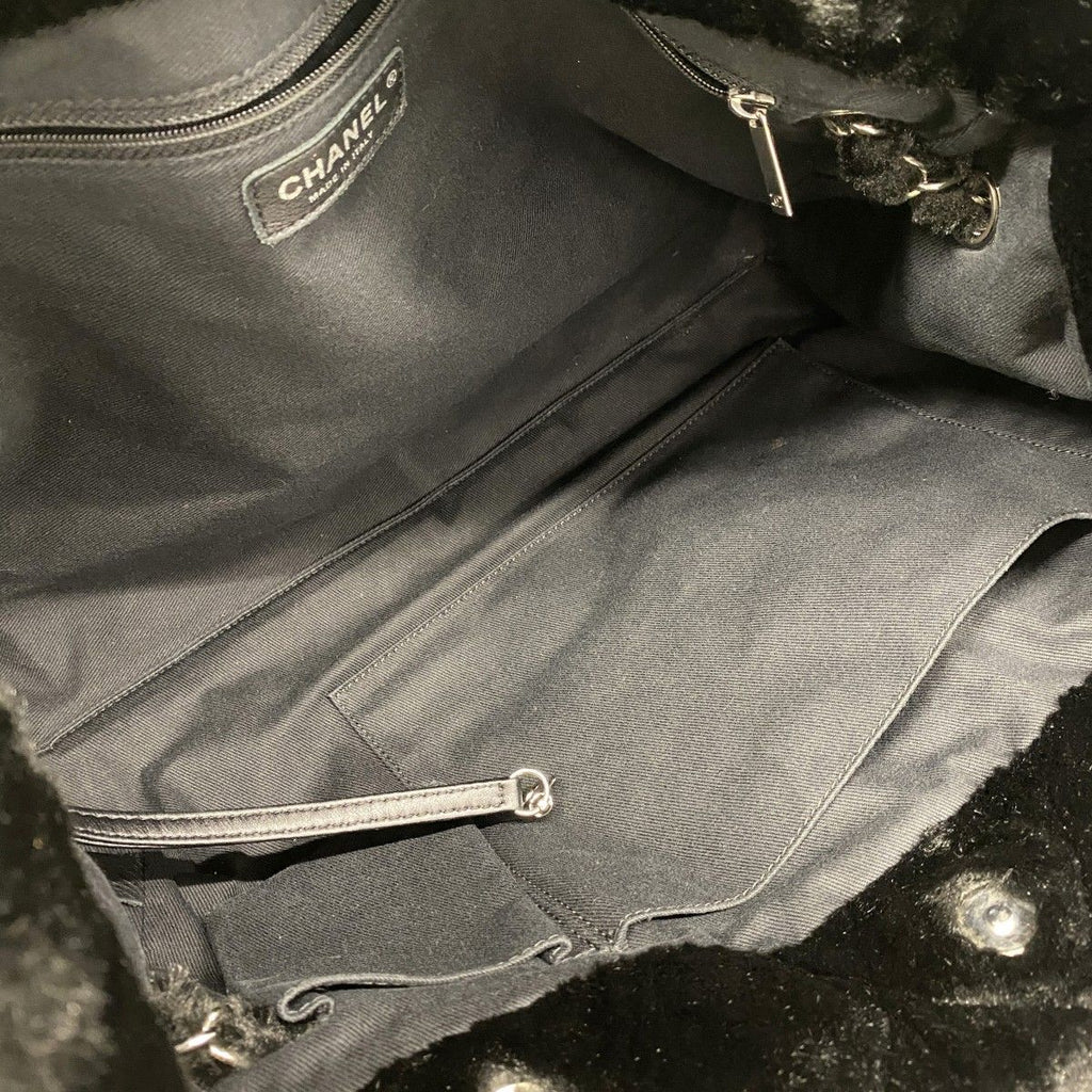 Chanel Chain Tote Quilted Camellia Black Silver — view 4