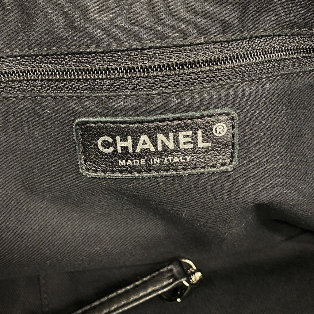 Chanel Chain Tote Quilted Camellia Black Silver — view 5