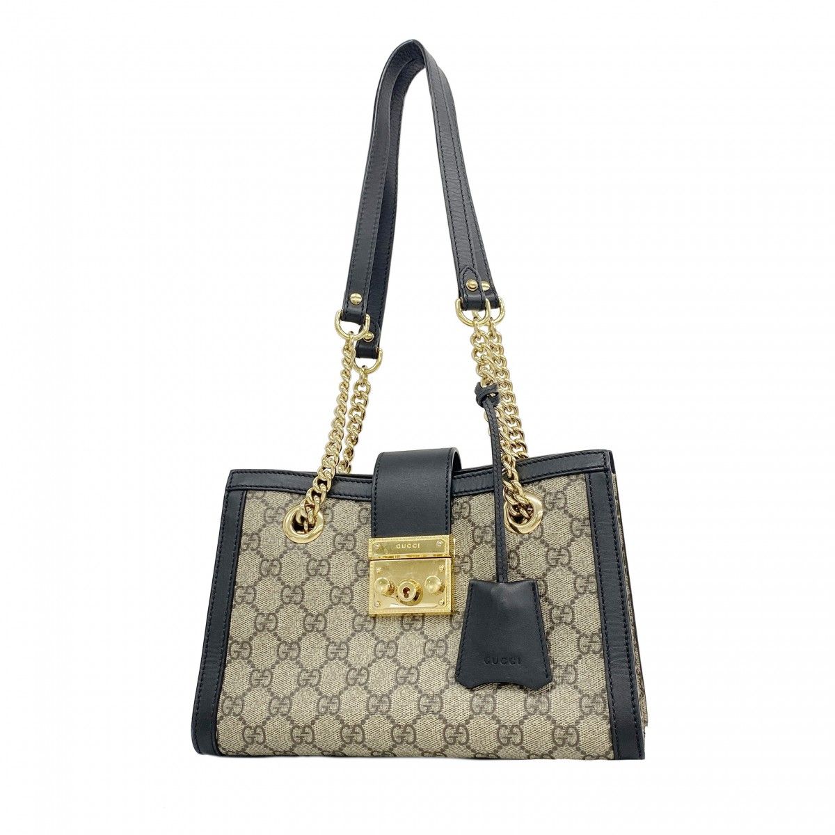 Gucci Shoulder Bag GG Supreme Brown Black Gold