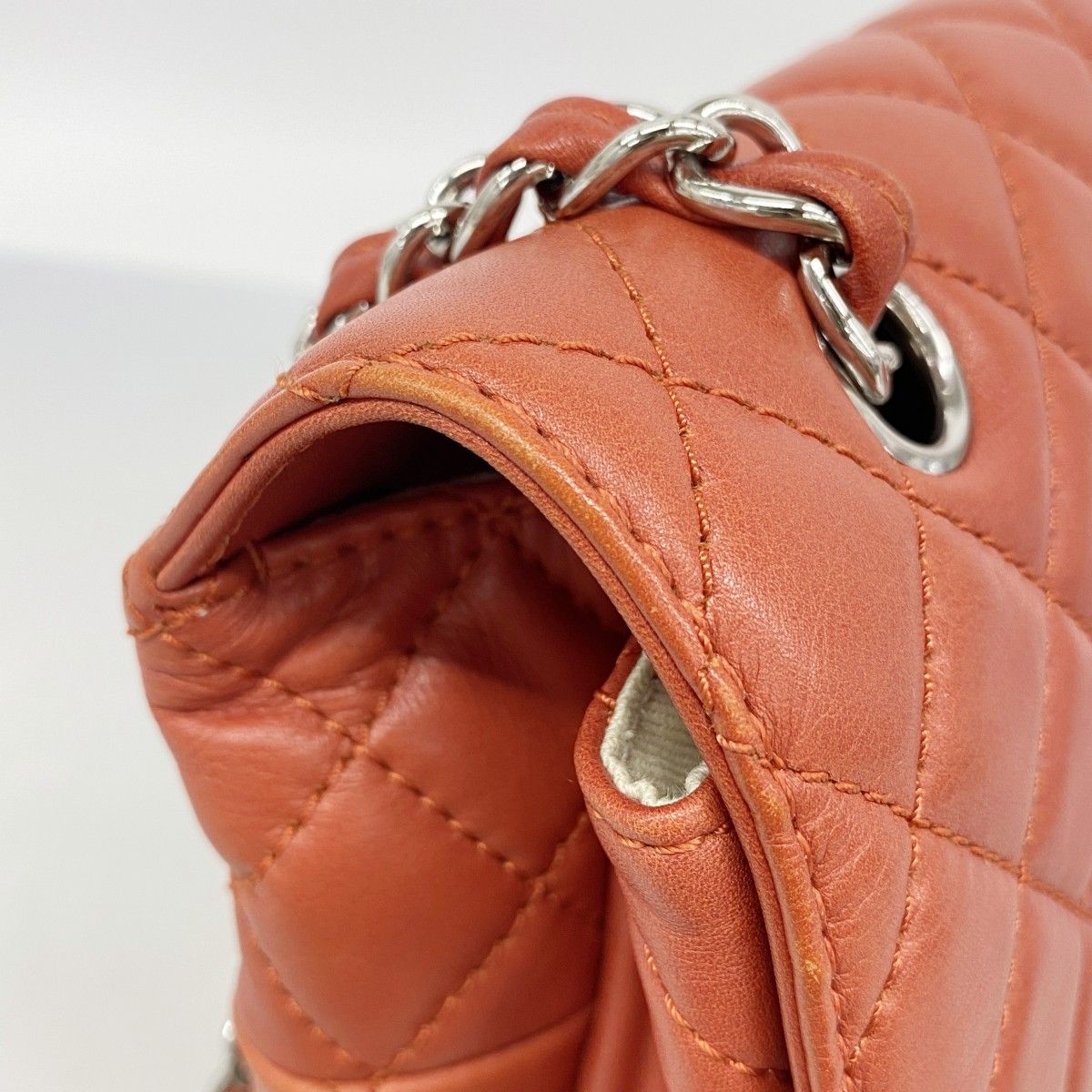 Chanel Shoulder Bag Deca Quilted Lambskin Red Silver — view 7