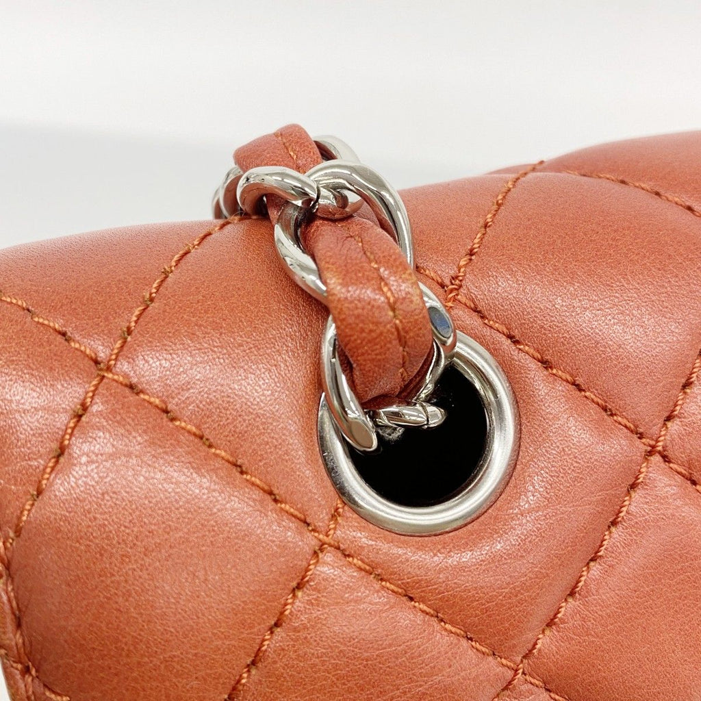 Chanel Shoulder Bag Deca Quilted Lambskin Red Silver — view 9