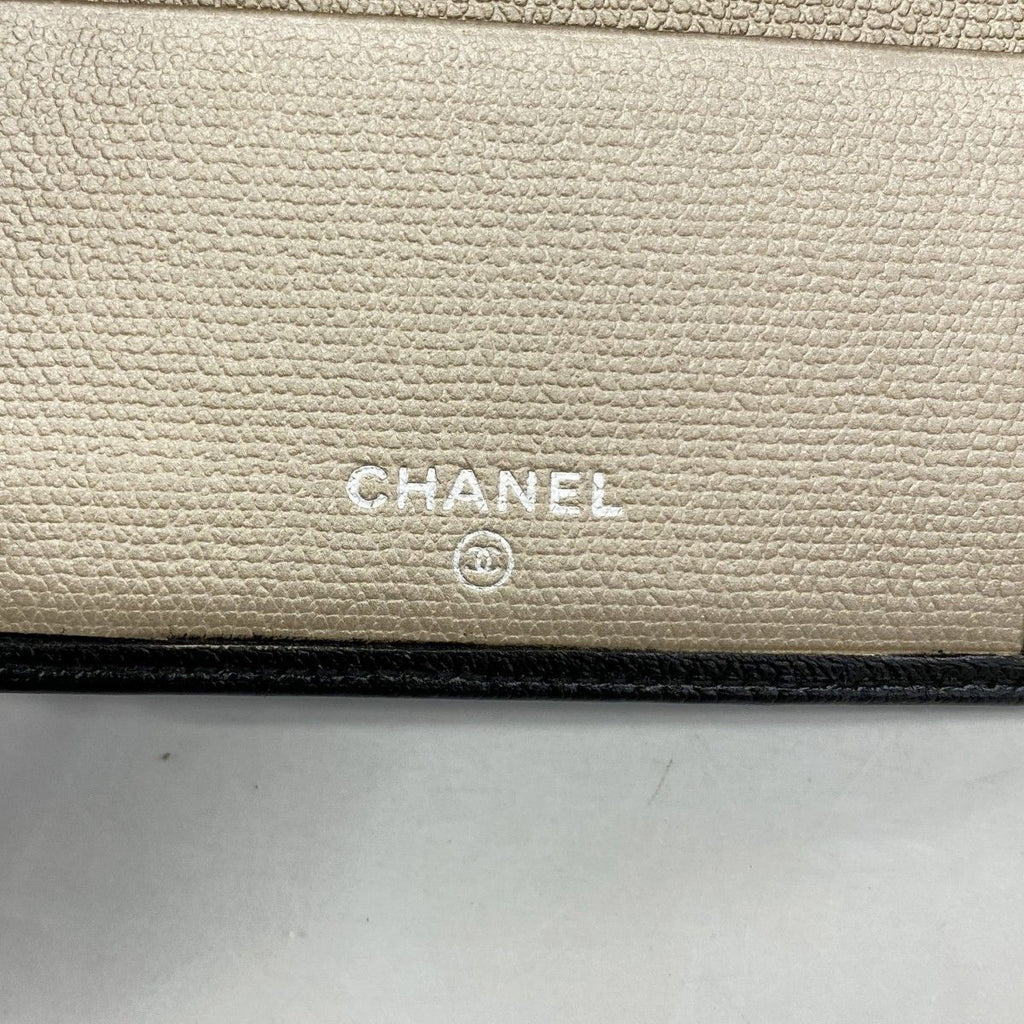 Chanel Wallet Coco Button Leather Black Silver — view 4