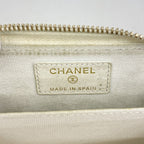 Chanel Coin Case Quilted Caviar Leather White Champagne Gold — view 4